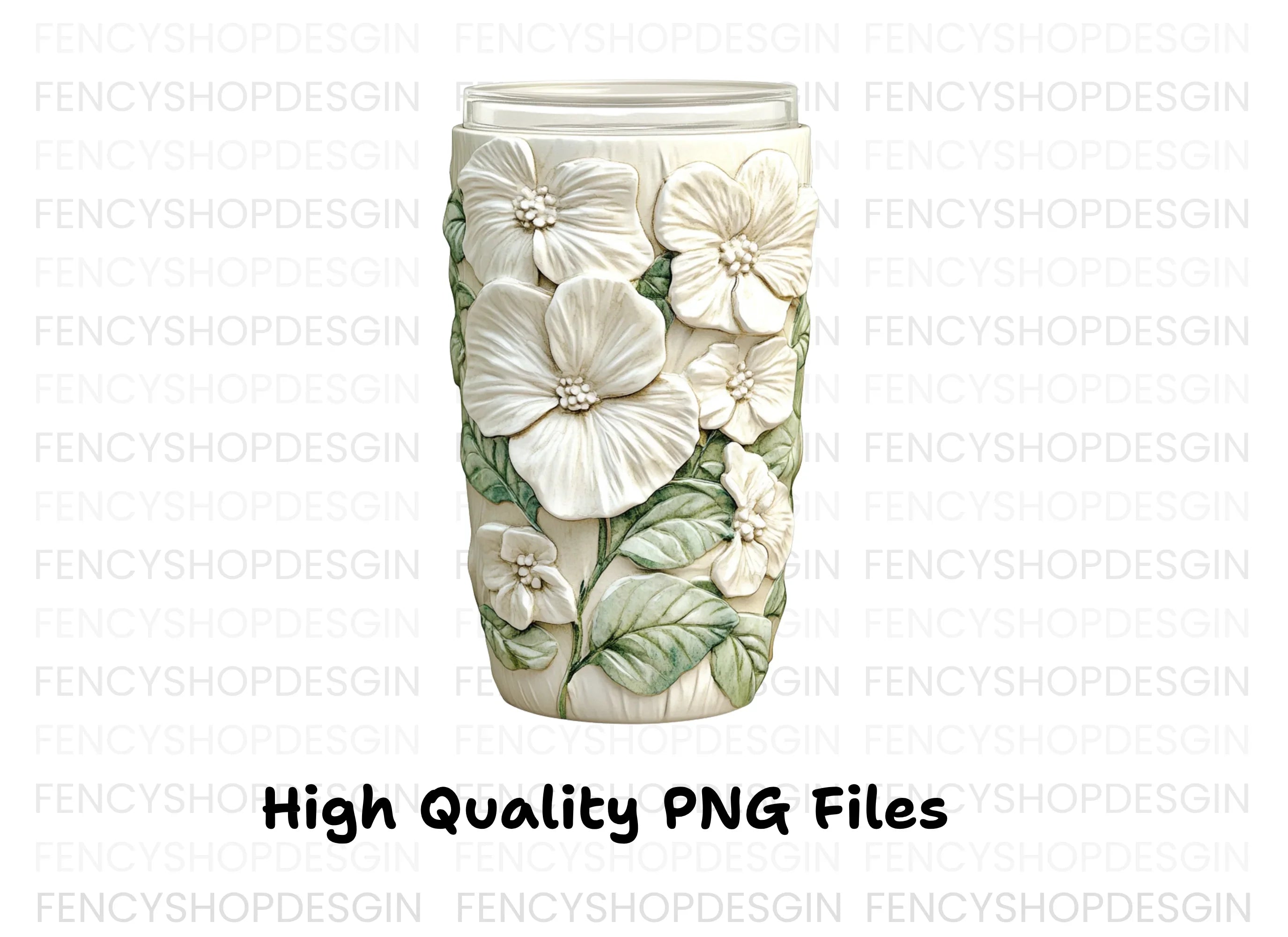 Elegant White Floral Tumbler Clipart Bundle