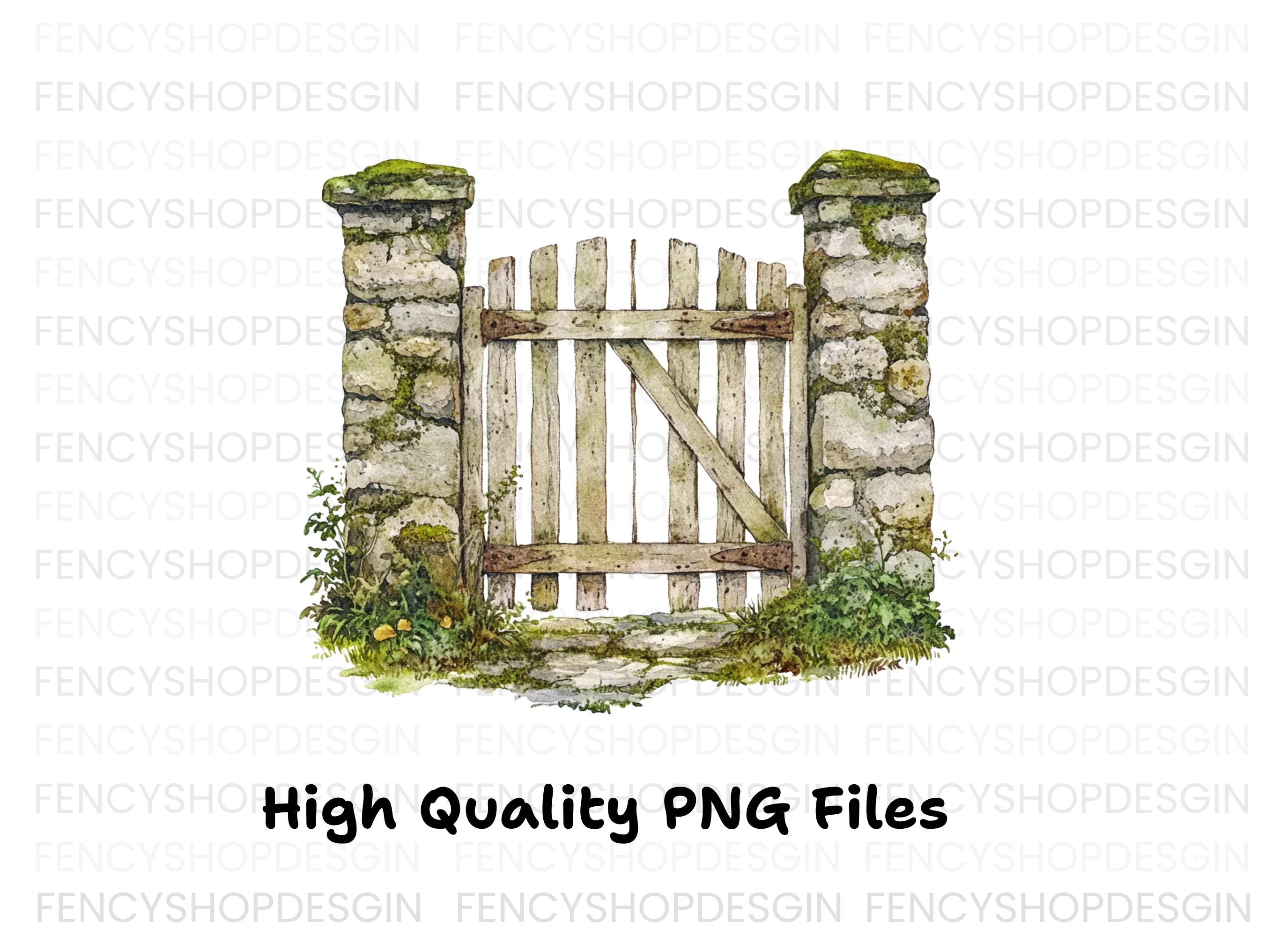 Rustic Stone Gate Clipart Bundle