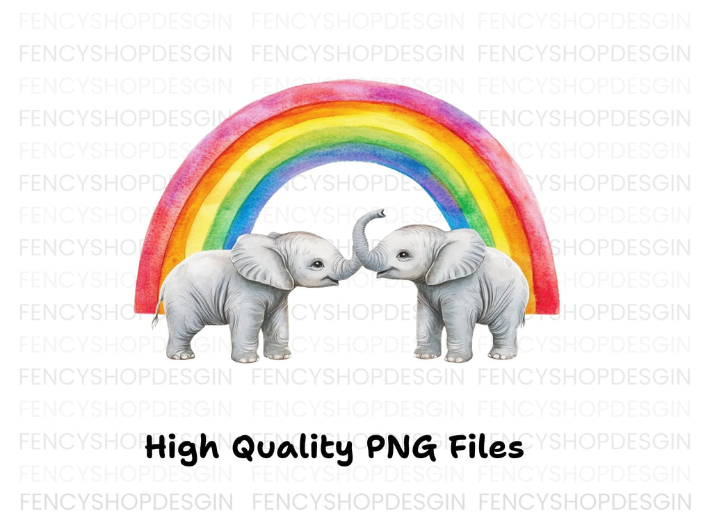 Rainbow Baby Elephant Clipart Bundle
