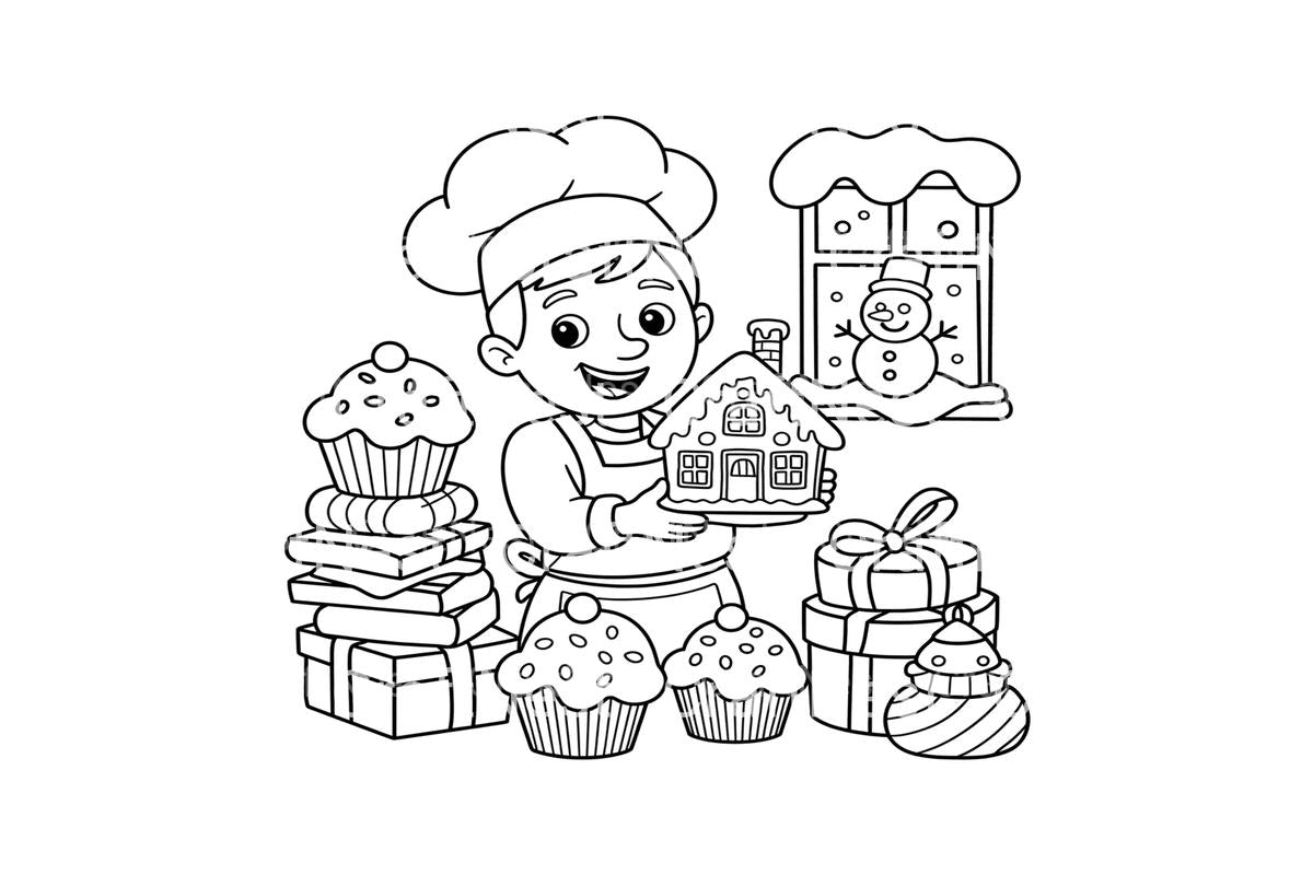 Christmas Chef Gingerbread House Fun Coloring Books