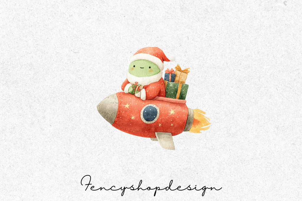 Space Christmas Alien Worlds Clipart Bundle