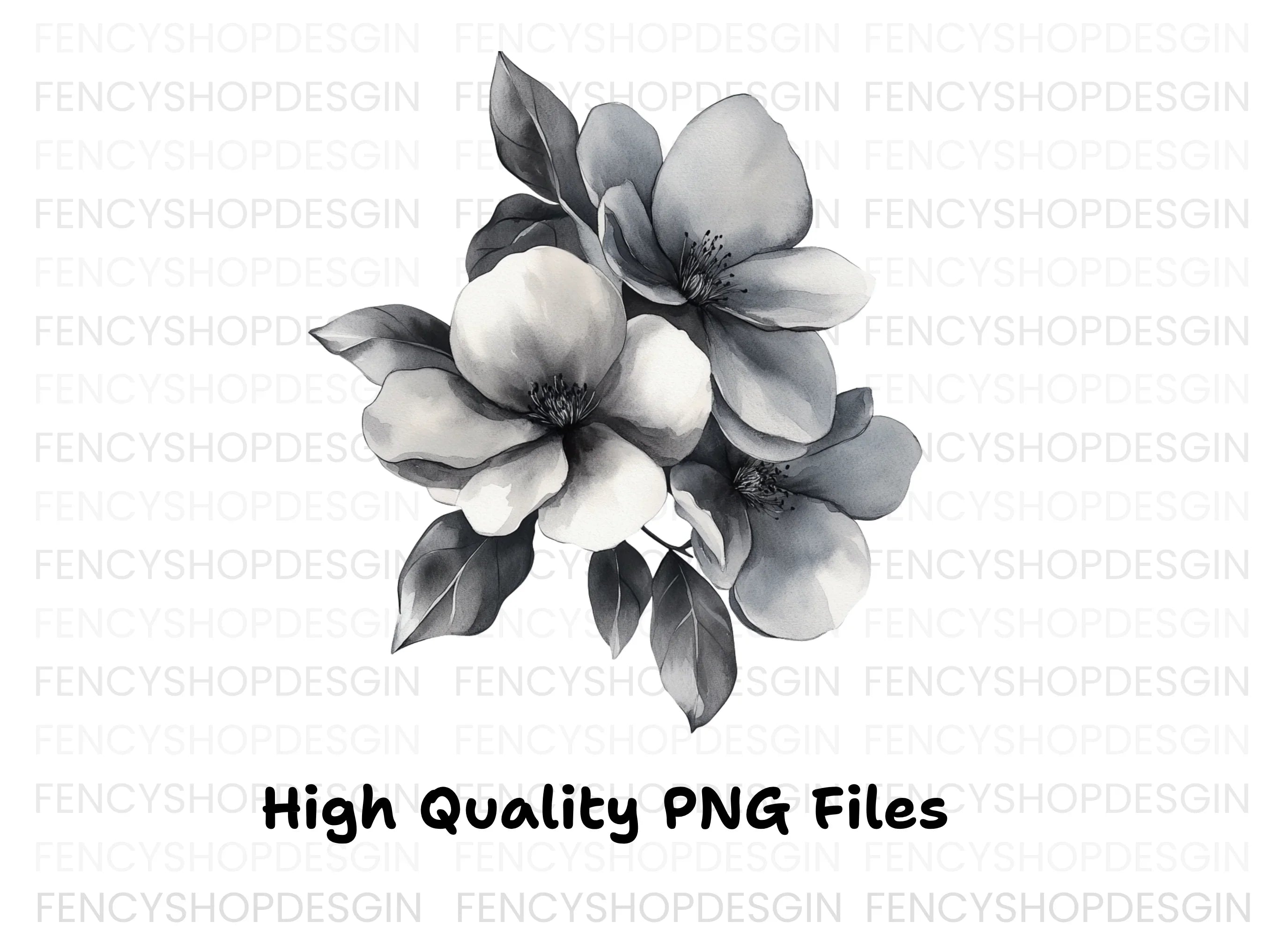 Elegant Black and White Floral Clipart Bundle