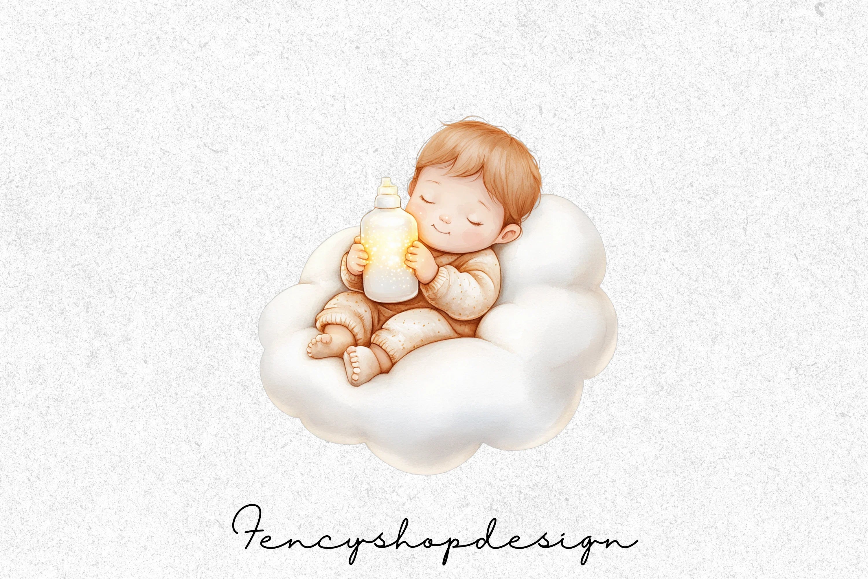 Sleeping Christmas Babies Clipart Bundle