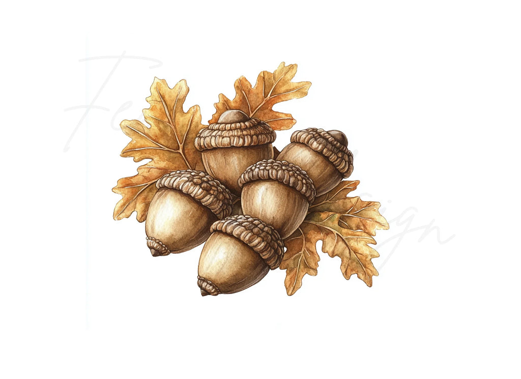 Acorn Oak Leaf Clipart Bundle