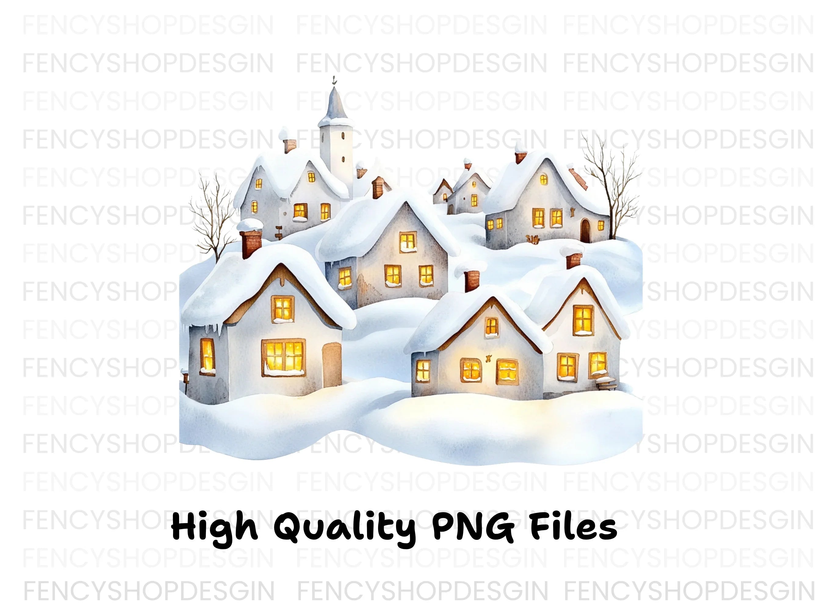 Winter Village Clipart Bundle