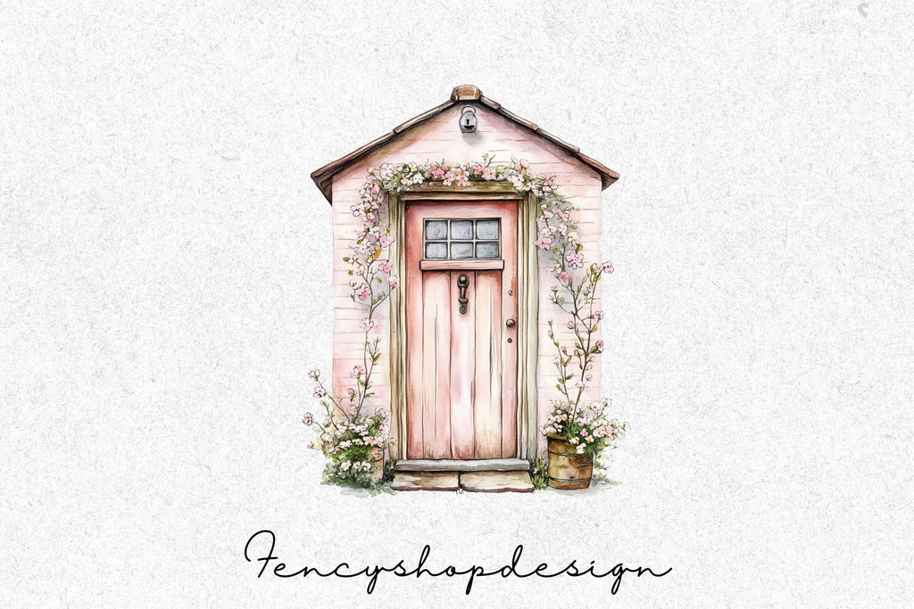 Whimsical Floral Door Clipart Bundle