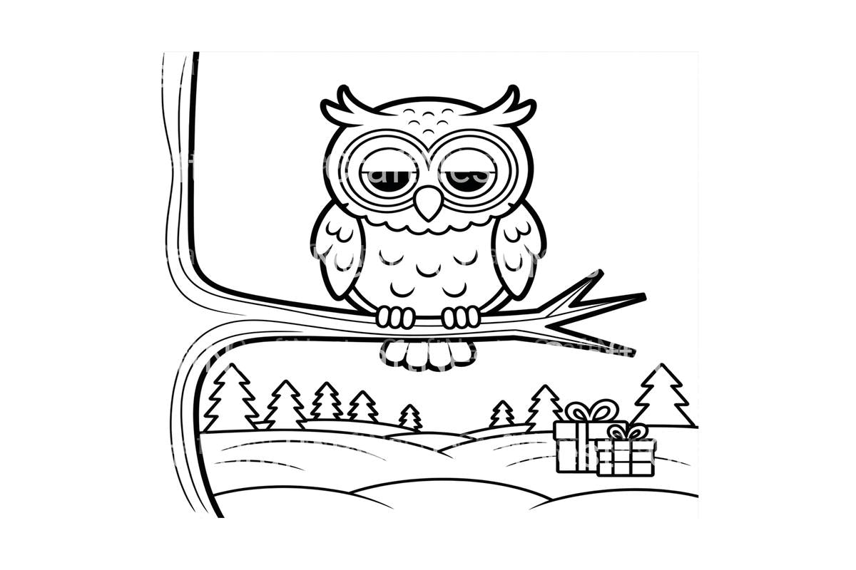 Cute Winter Owl Coloring Books