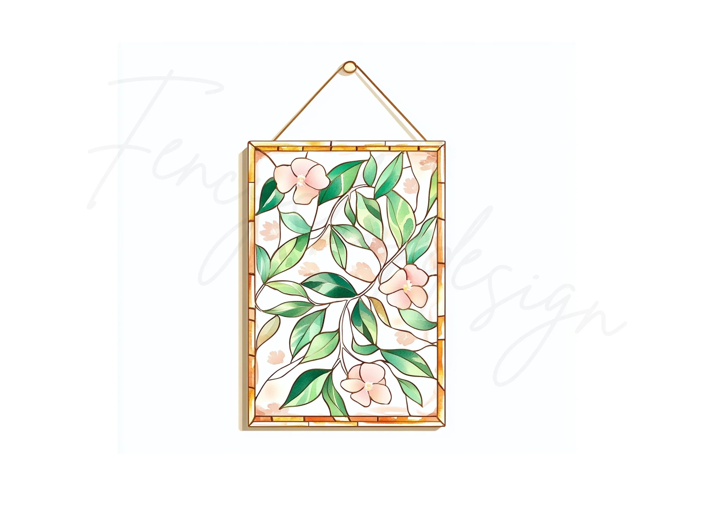 Stained Glass Botanical Clipart Bundle