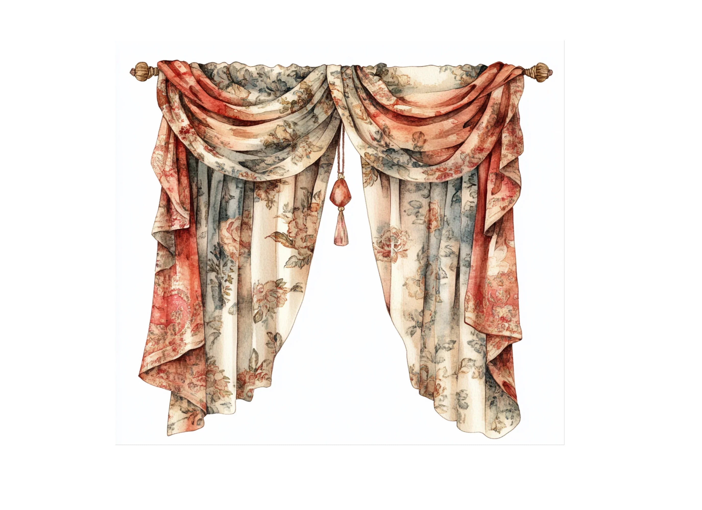 Vintage Drapes Clipart Bundle