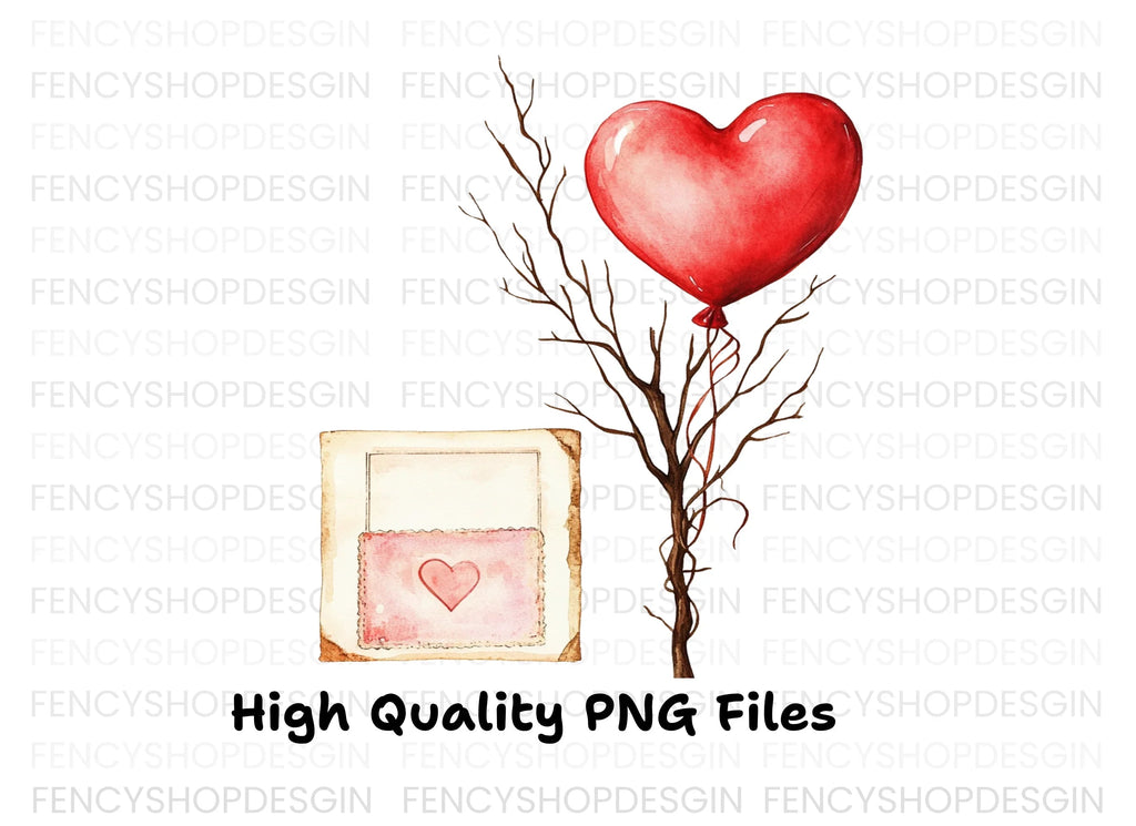 Vintage Love Hearts Branches Clipart Bundle