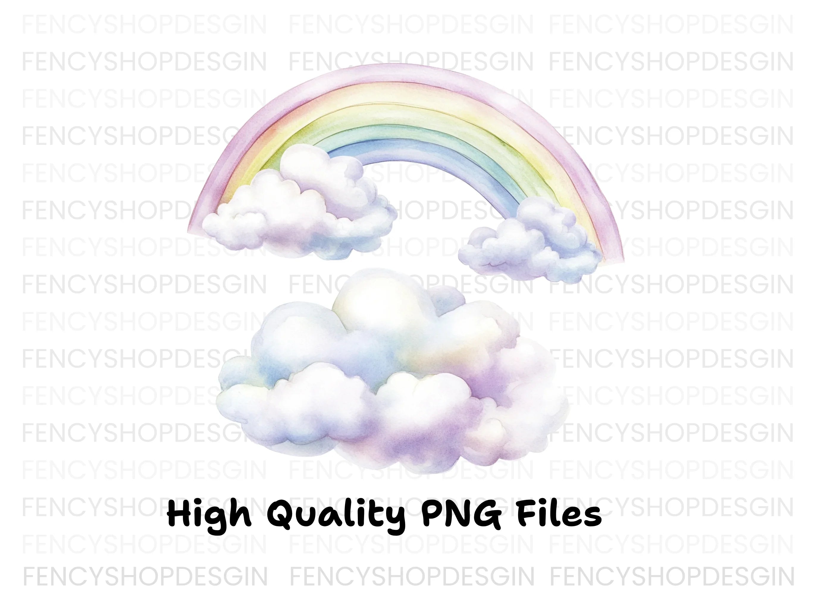 Rainbow and Clouds Clipart Bundle