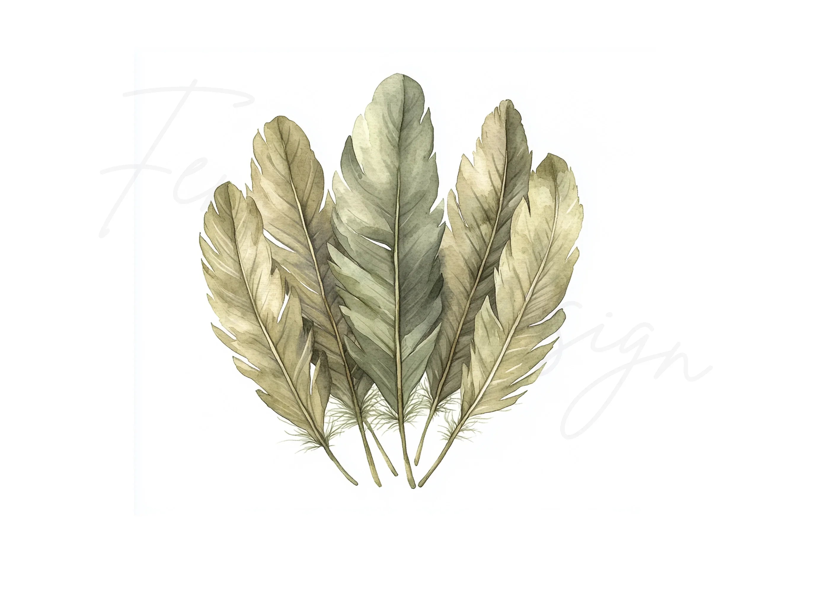 Earthy Tone Feather Grass Clipart Bundle