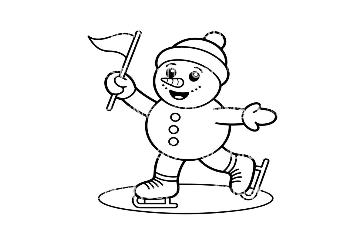 Ice Skating Snowman Winter Coloring Books