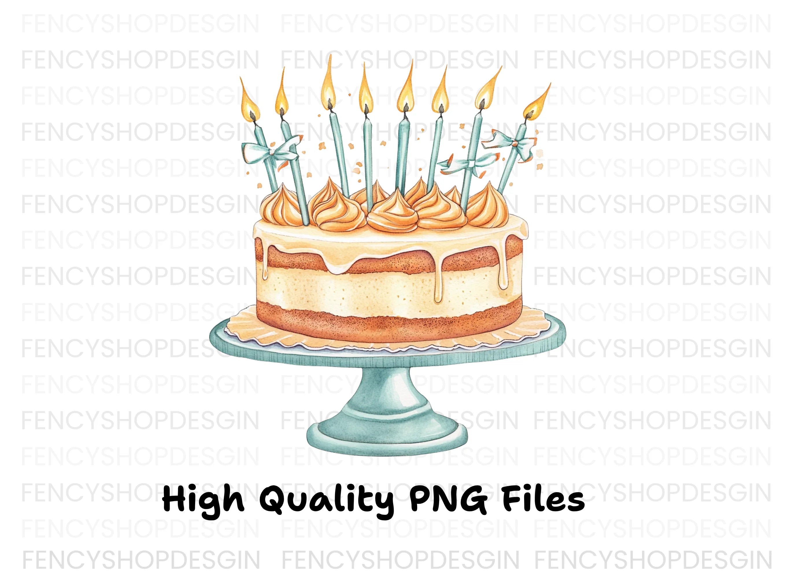 Birthday Cake with Candles Clipart Bundle