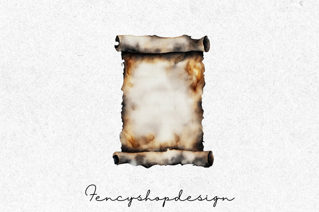 Aged Burnt Scroll Clipart Bundle
