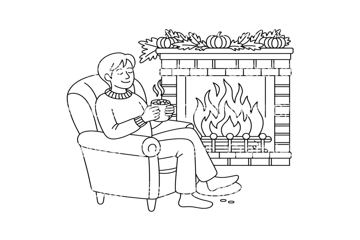 Cozy Fireplace Coloring Books