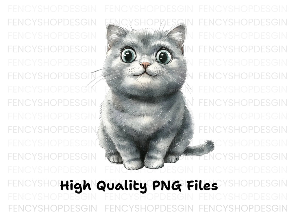 Adorable Grey Kitten Clipart Bundle