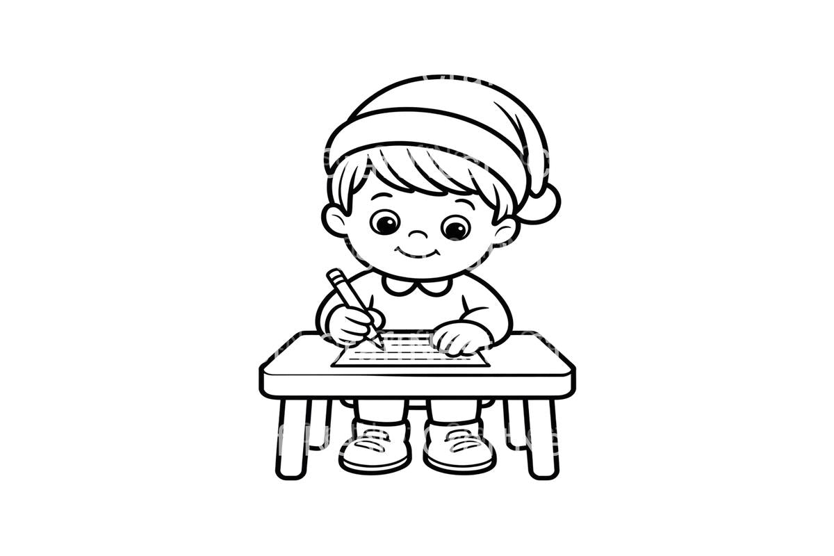 Boy Writing Christmas Letter Coloring Books