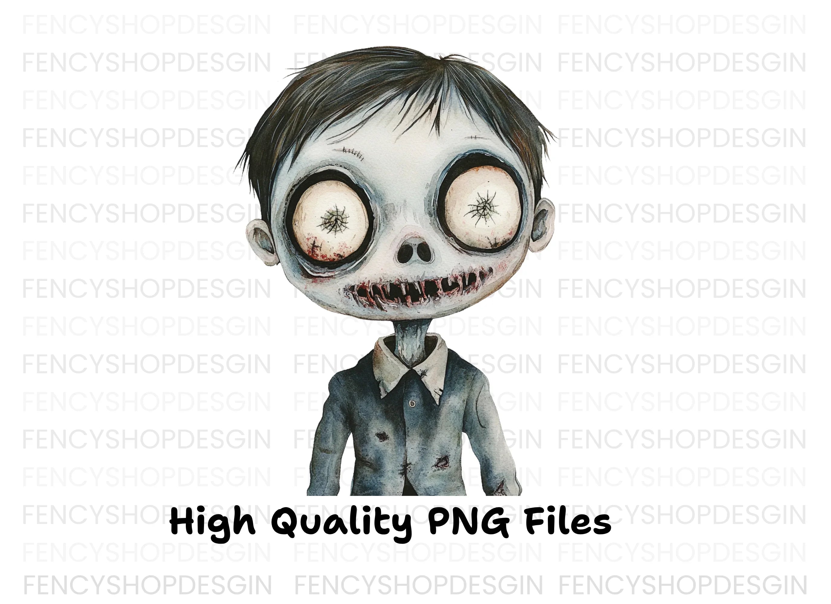 Spooky Zombie Boy Clipart Bundle