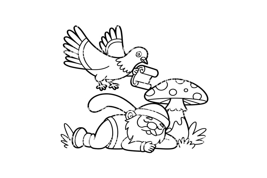 Sleeping Gnomes and Doves Coloring Books