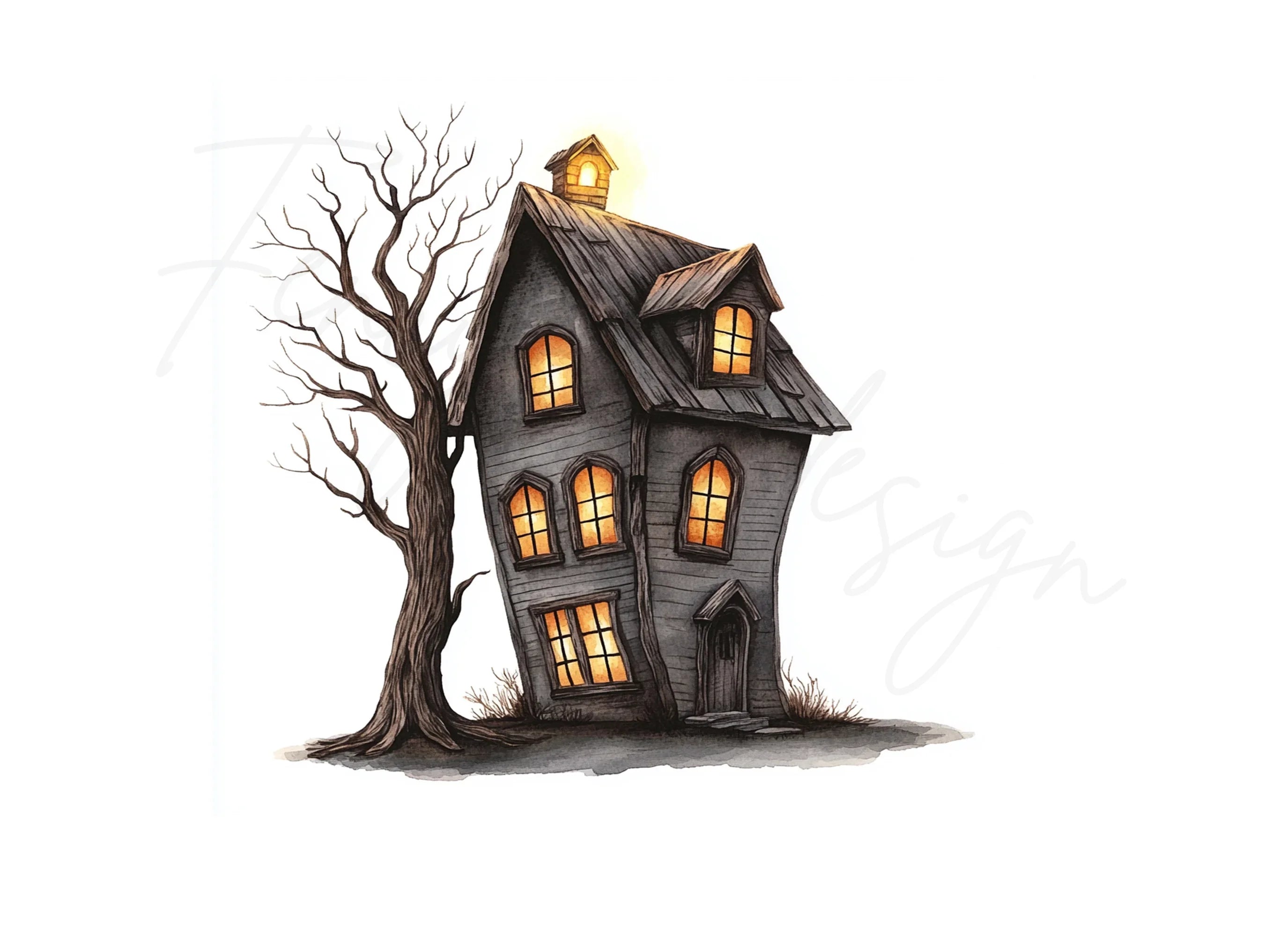 Spooky Haunted House Clipart Bundle