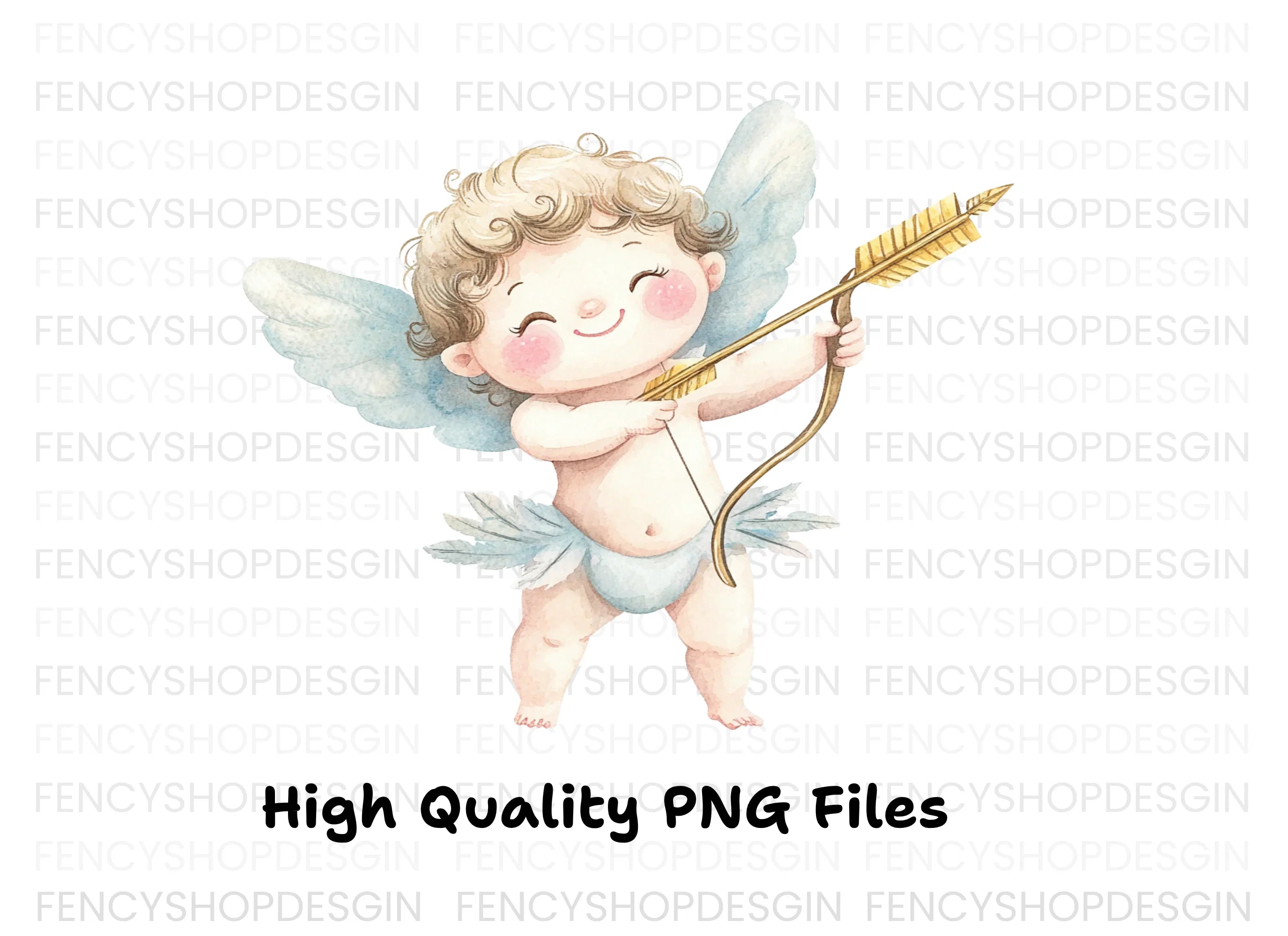Adorable Cupid with Bow and Arrow Clipart Bundle