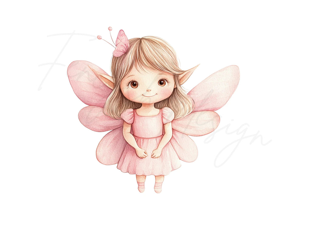 Cute Pink Fairy Clipart Bundle
