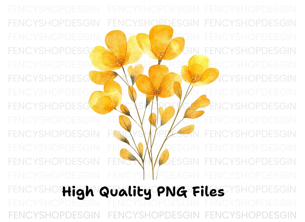Elegant Yellow Floral Bouquet Clipart Bundle