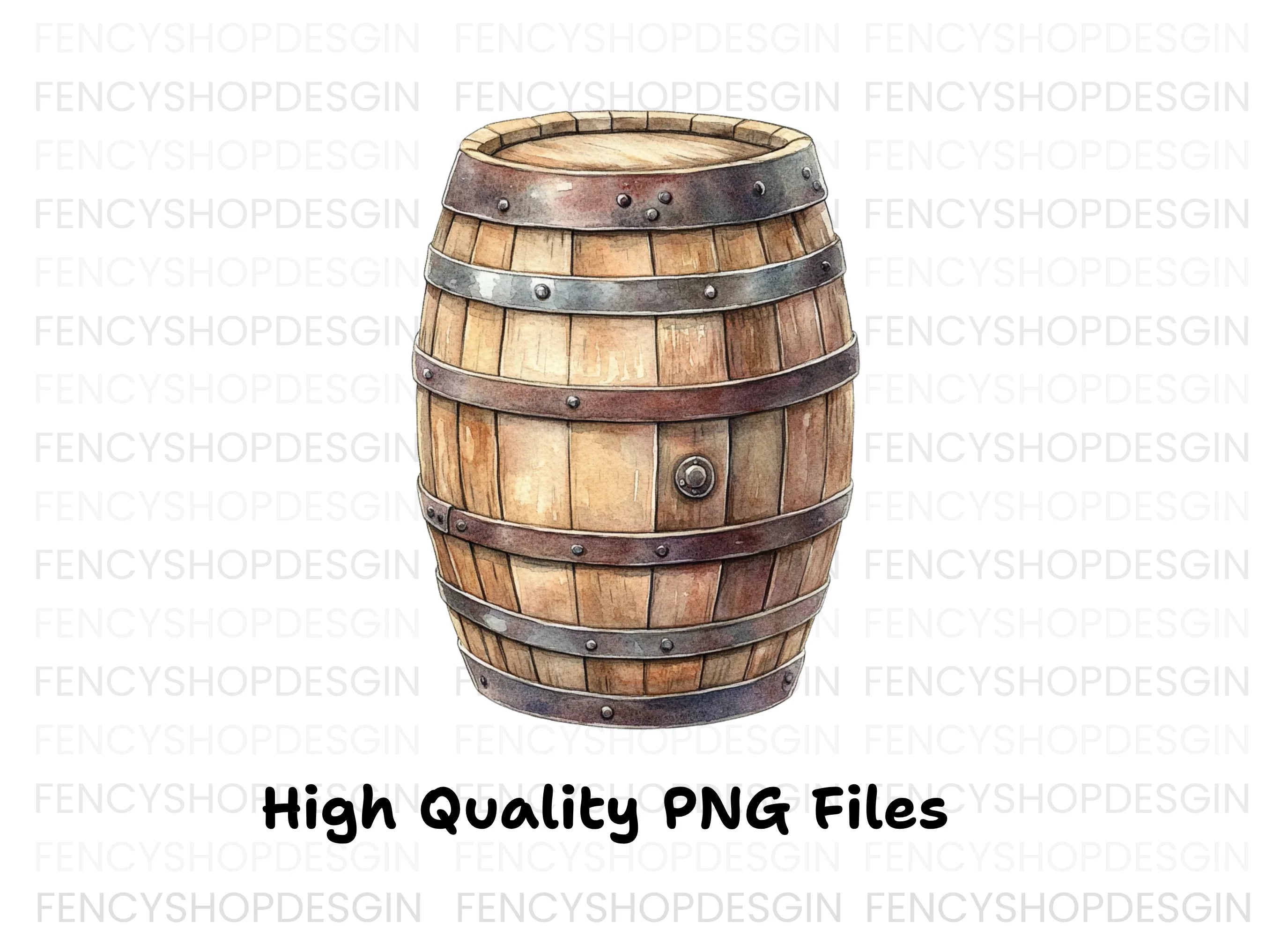 Classic Wood Barrel Illustration Clipart Bundle