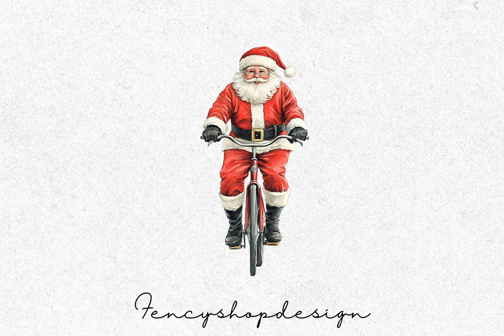 Santa Claus on Bicycle Clipart Bundle