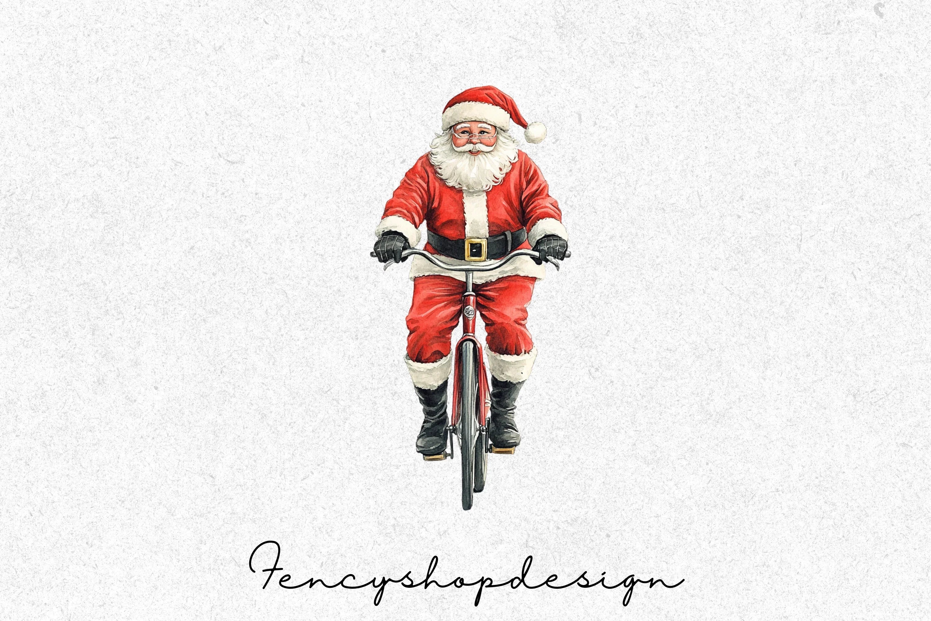 Santa Claus on Bicycle Clipart Bundle