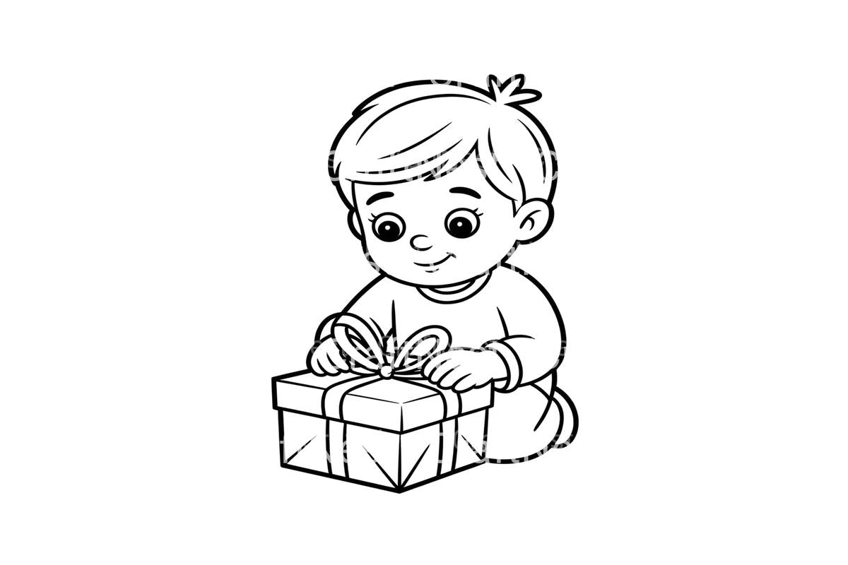 Baby Opening Christmas Gift Coloring Books