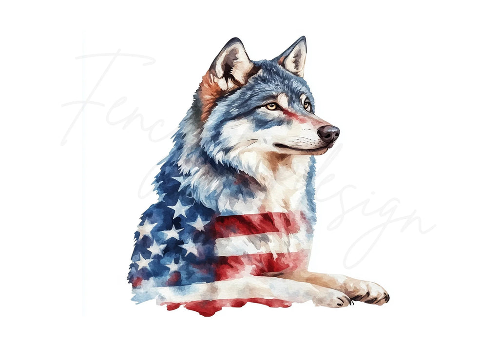 Patriotic Wolf Clipart Bundle