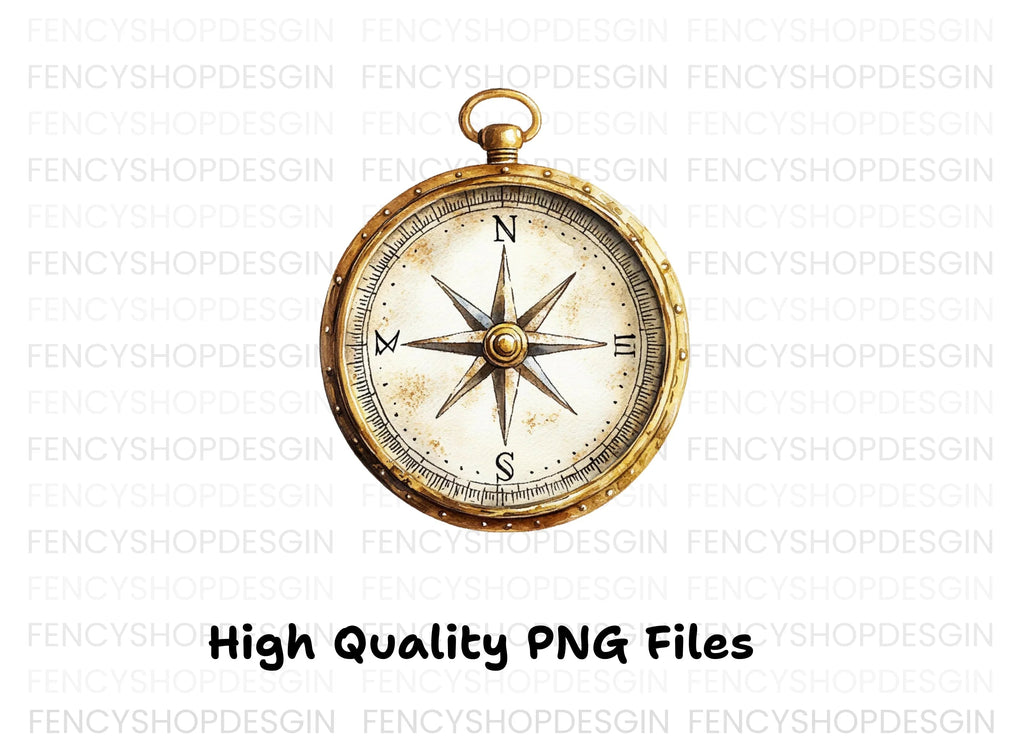 Vintage Compass Clipart Bundle