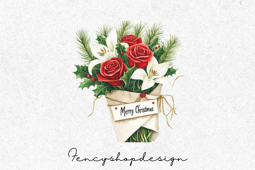 Christmas Flower Shop Clipart Bundle