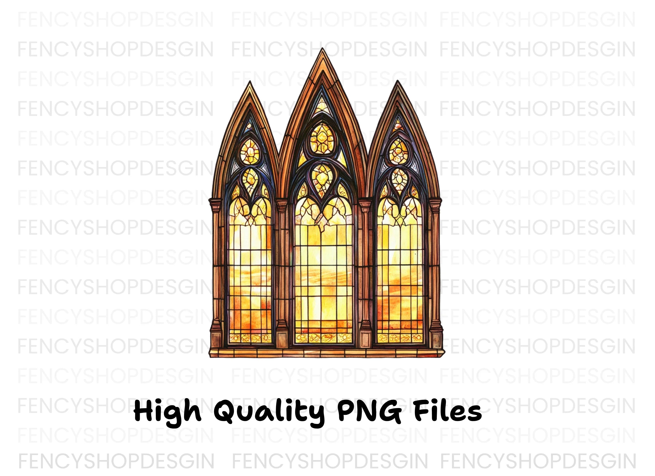 Gothic Stained Glass Window Clipart Bundle