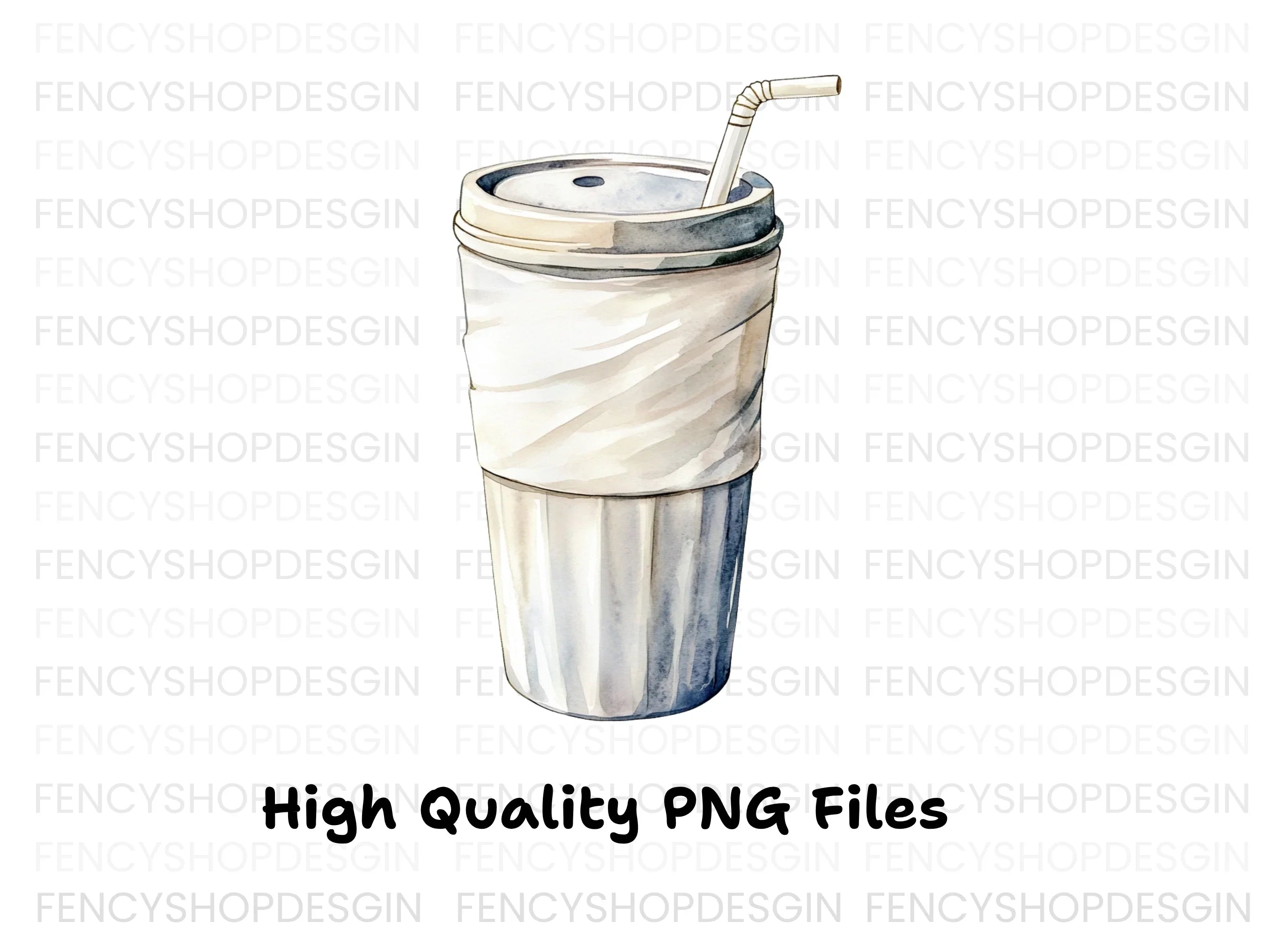 Coffee Cup with Straw Clipart Bundle