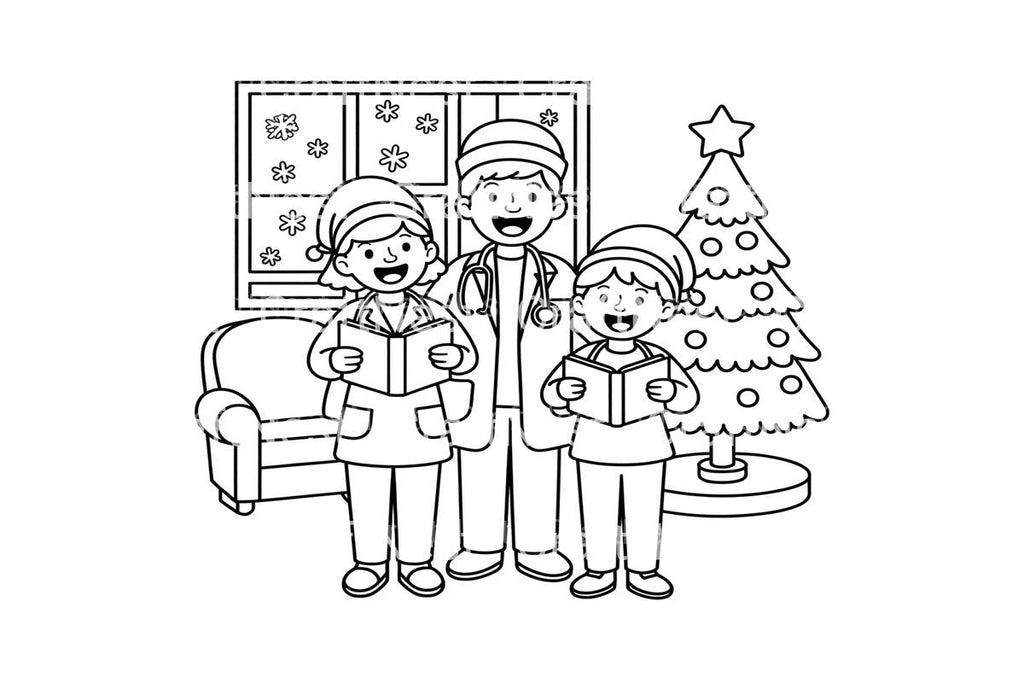 Christmas Carolers and Stockings Coloring Books