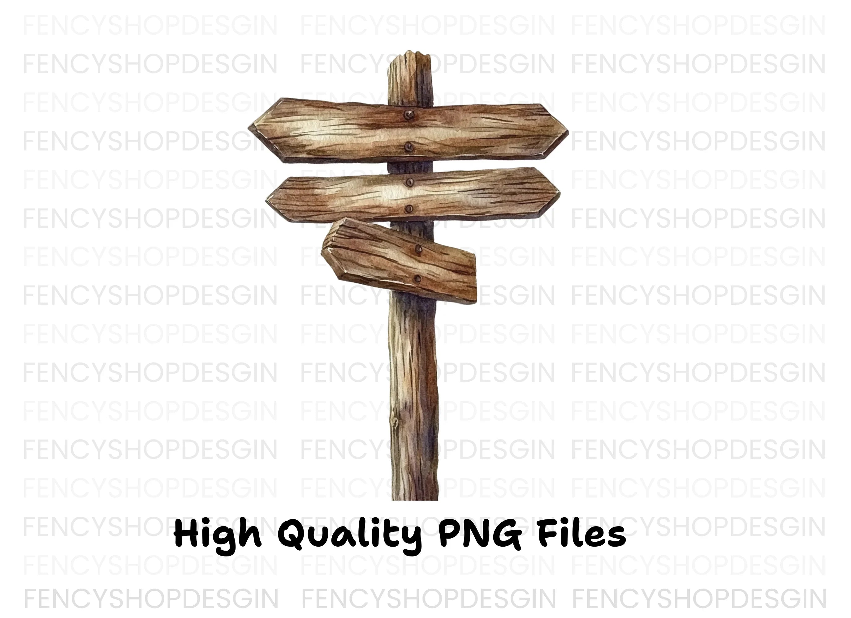 Rustic Wooden Signpost Clipart Bundle