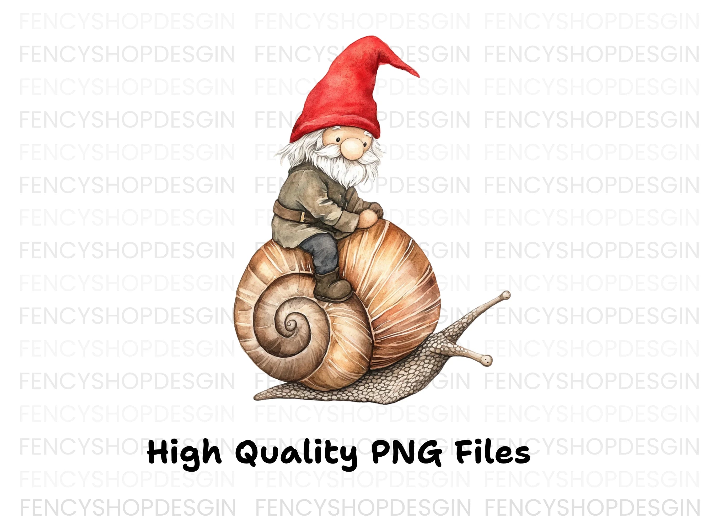 Red Hat Gnomes Riding Snails Clipart Bundle