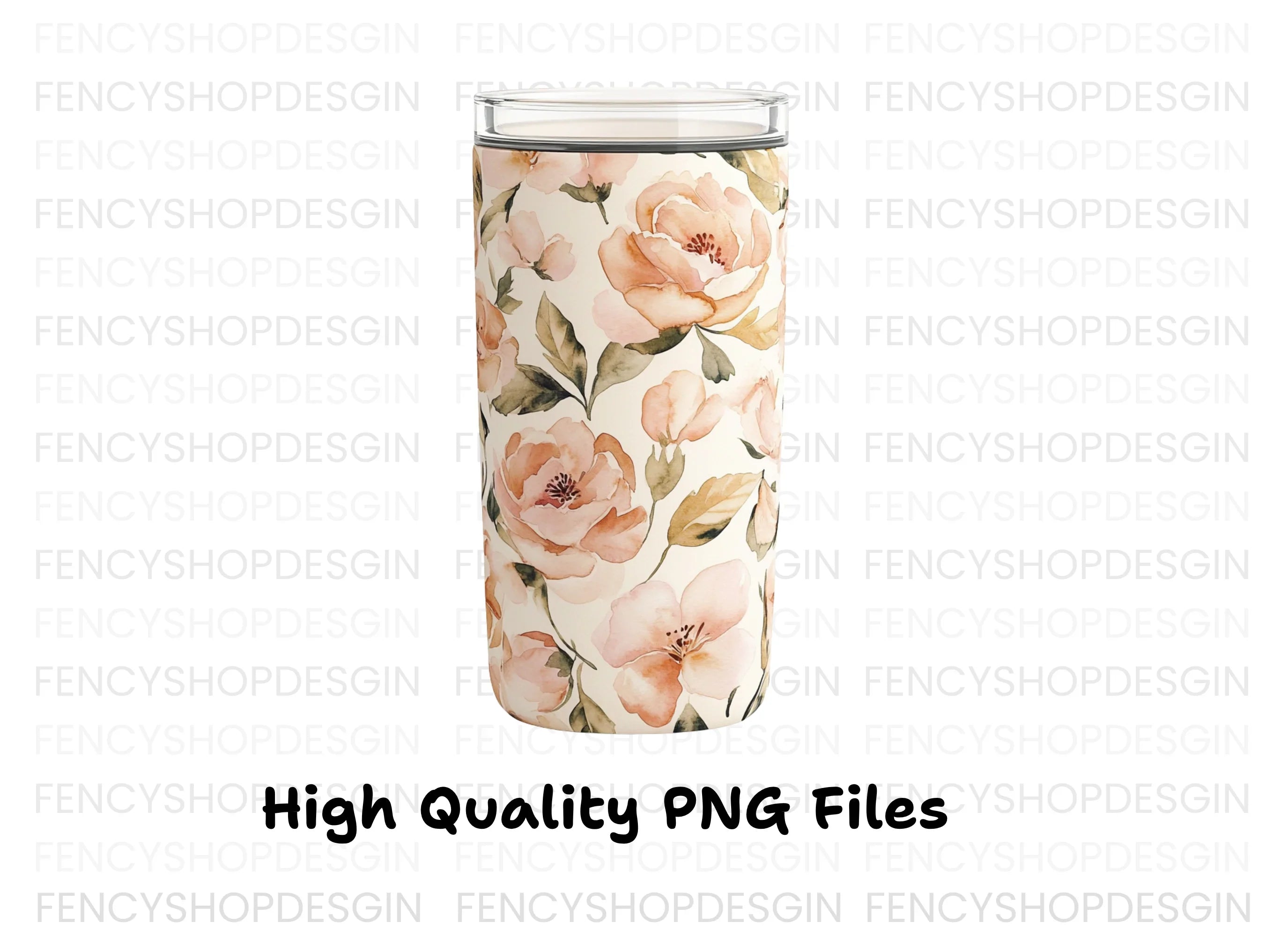 Vintage Peach Floral Tumbler Clipart Bundle