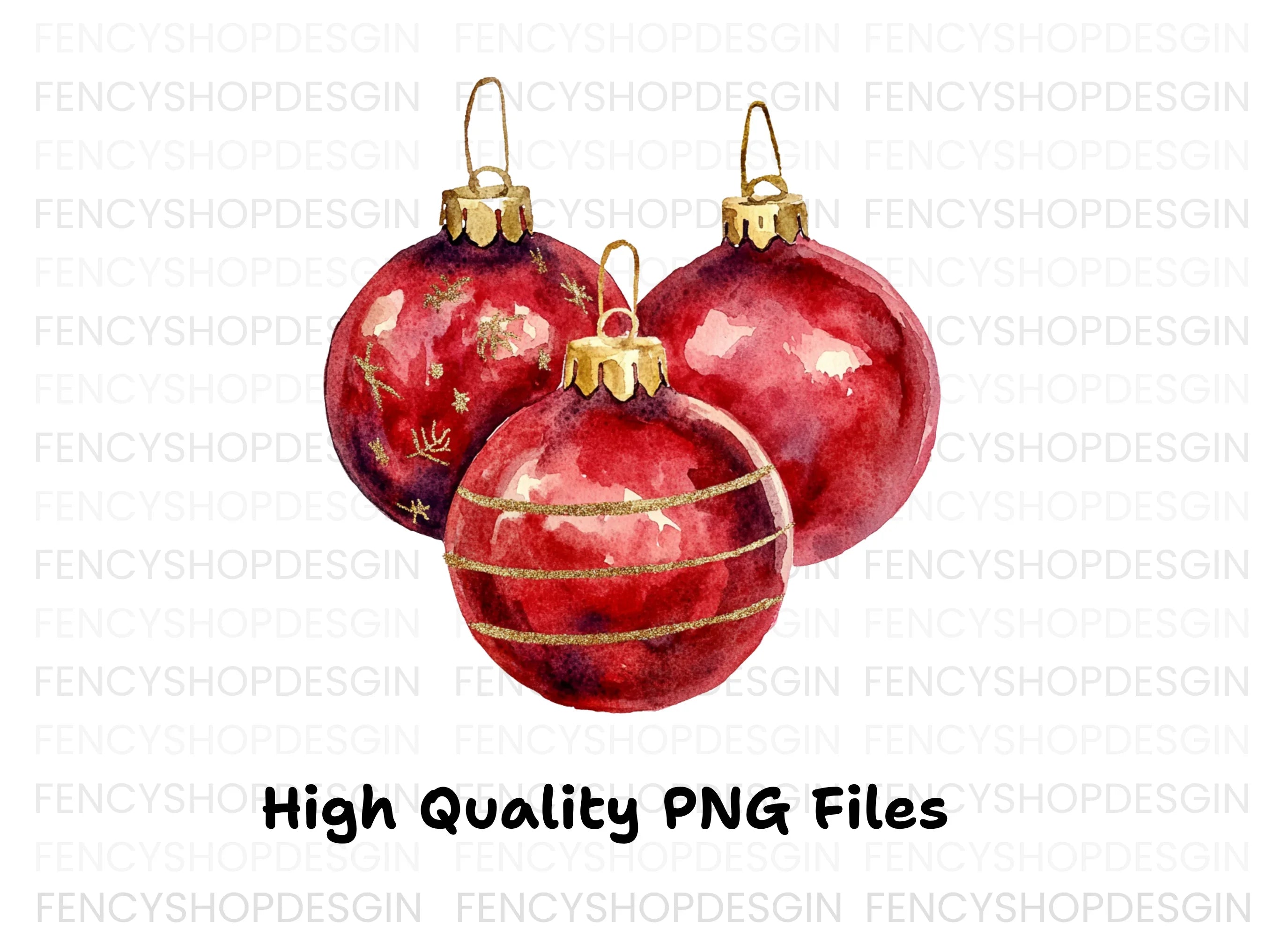 Festive Red Ornament Clipart Bundle