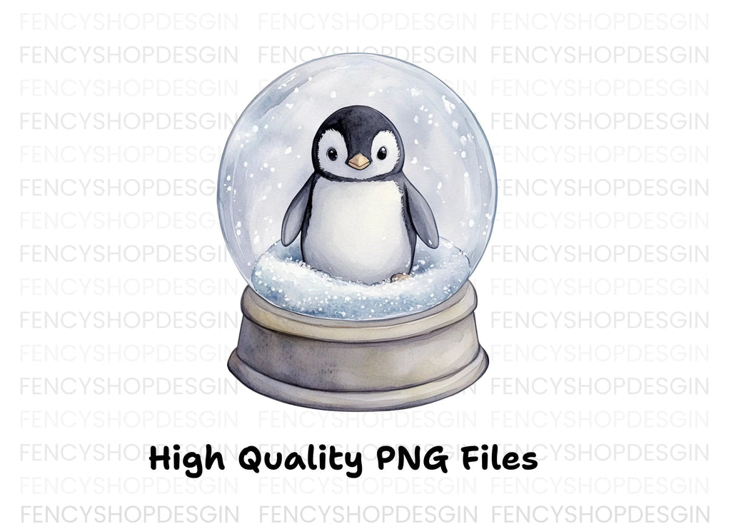 Cute Penguin Snow Globe Clipart Bundle