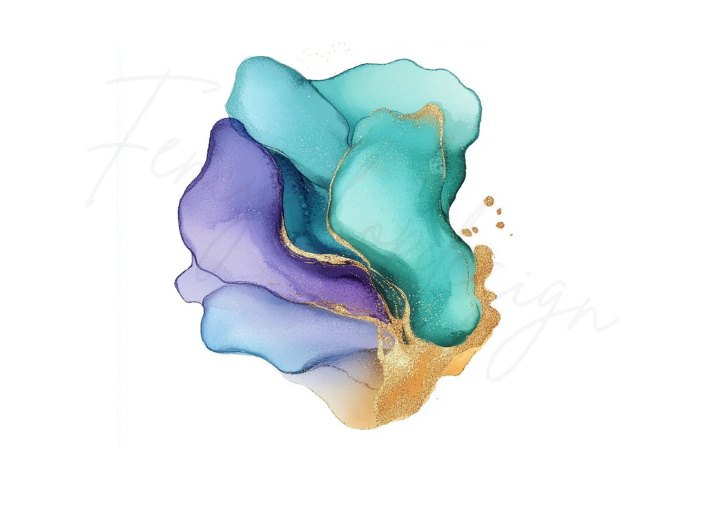 Abstract Alcohol Ink Clipart Bundle