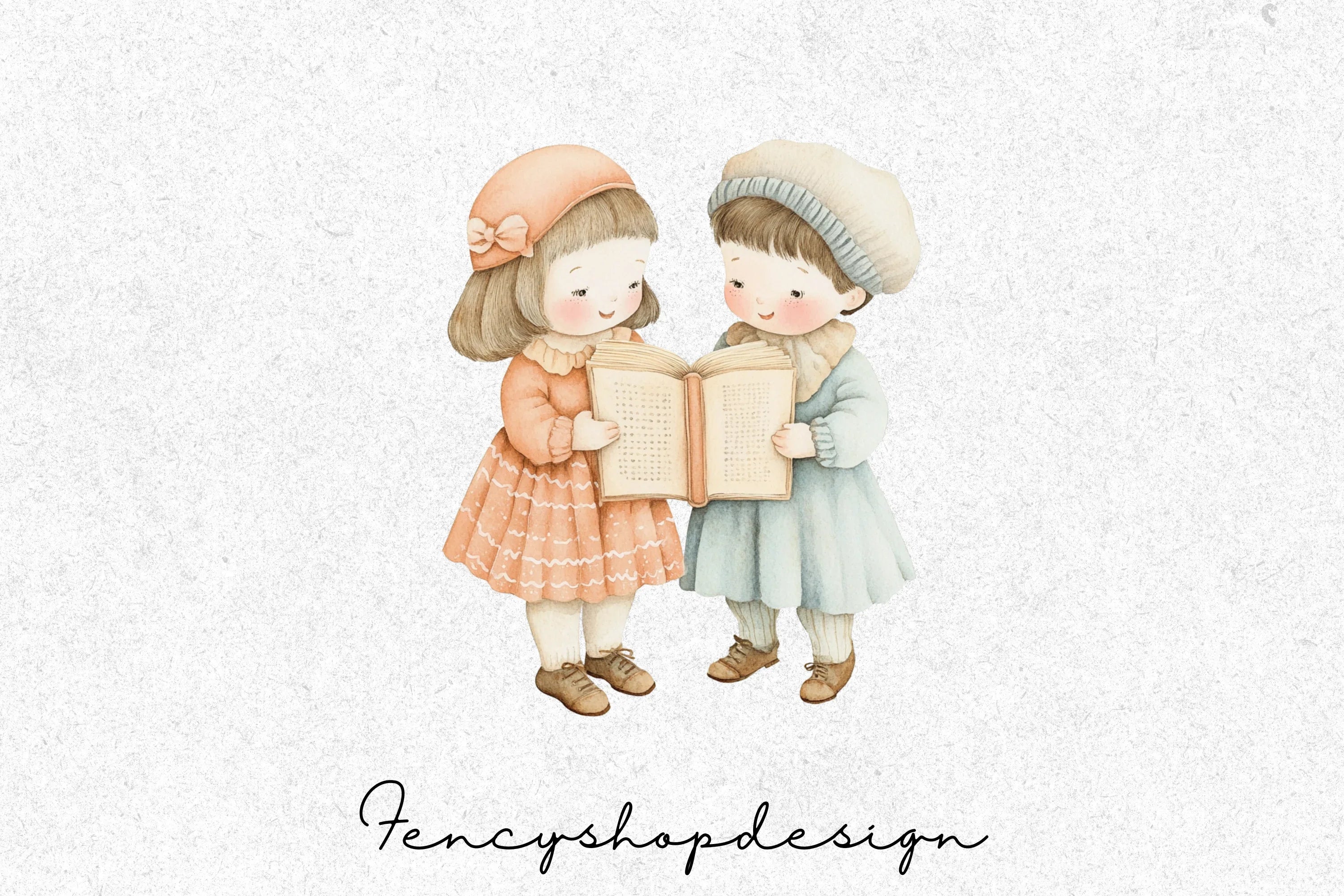 Cute Kids Reading Books Clipart Bundle
