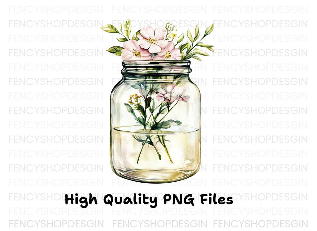 Wildflower Mason Jar Clipart Bundle