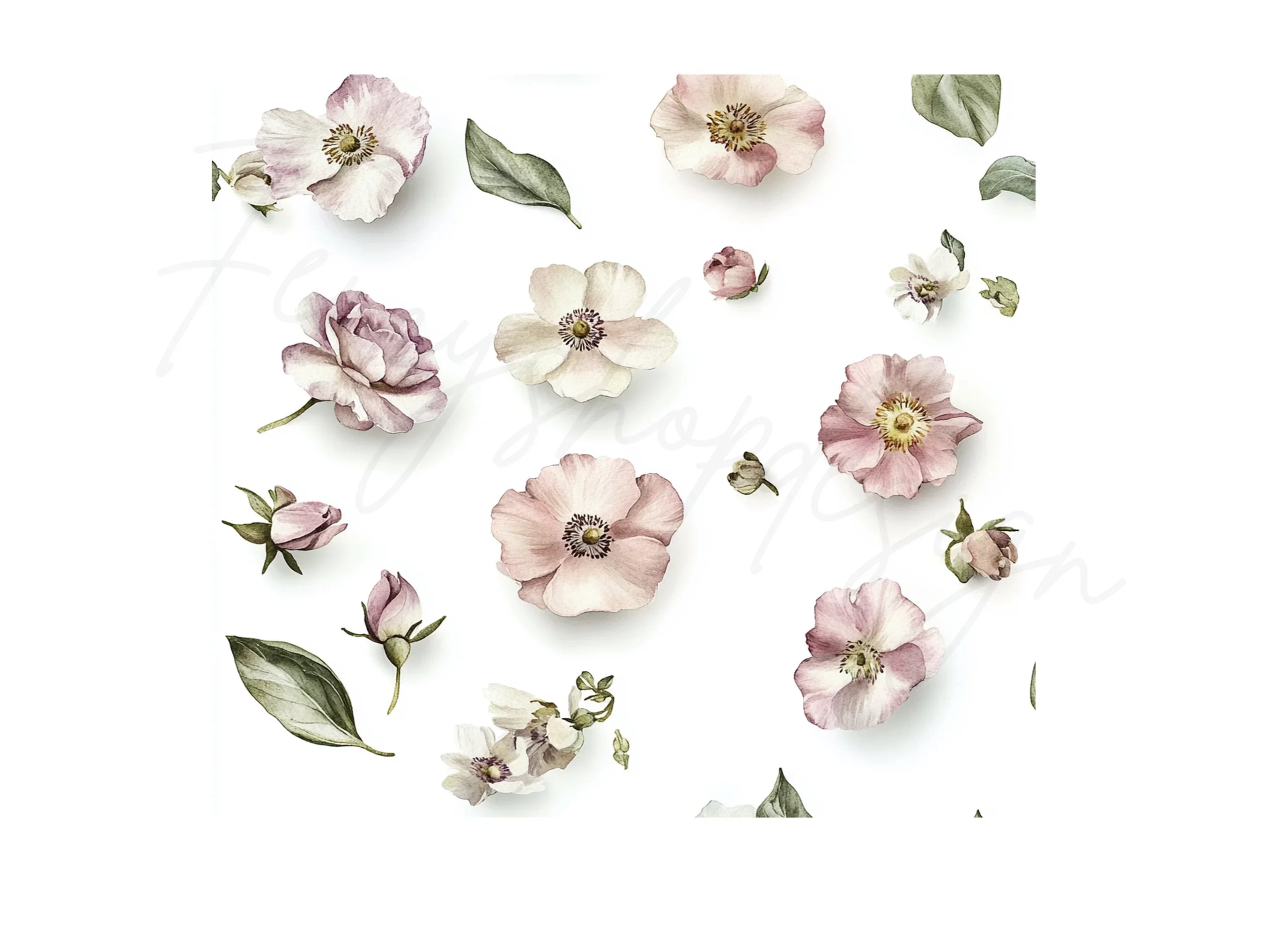 Blush Pink Floral Clipart Bundle