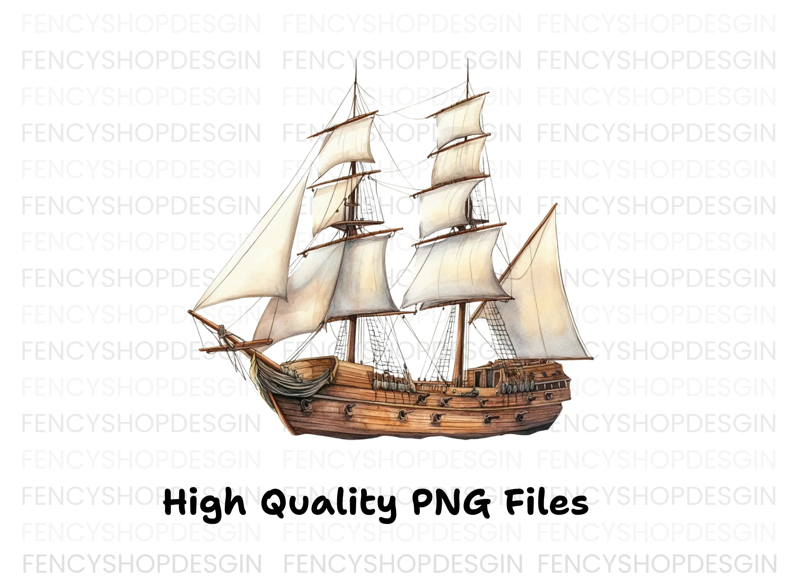Vintage Sailing Ships Clipart Bundle