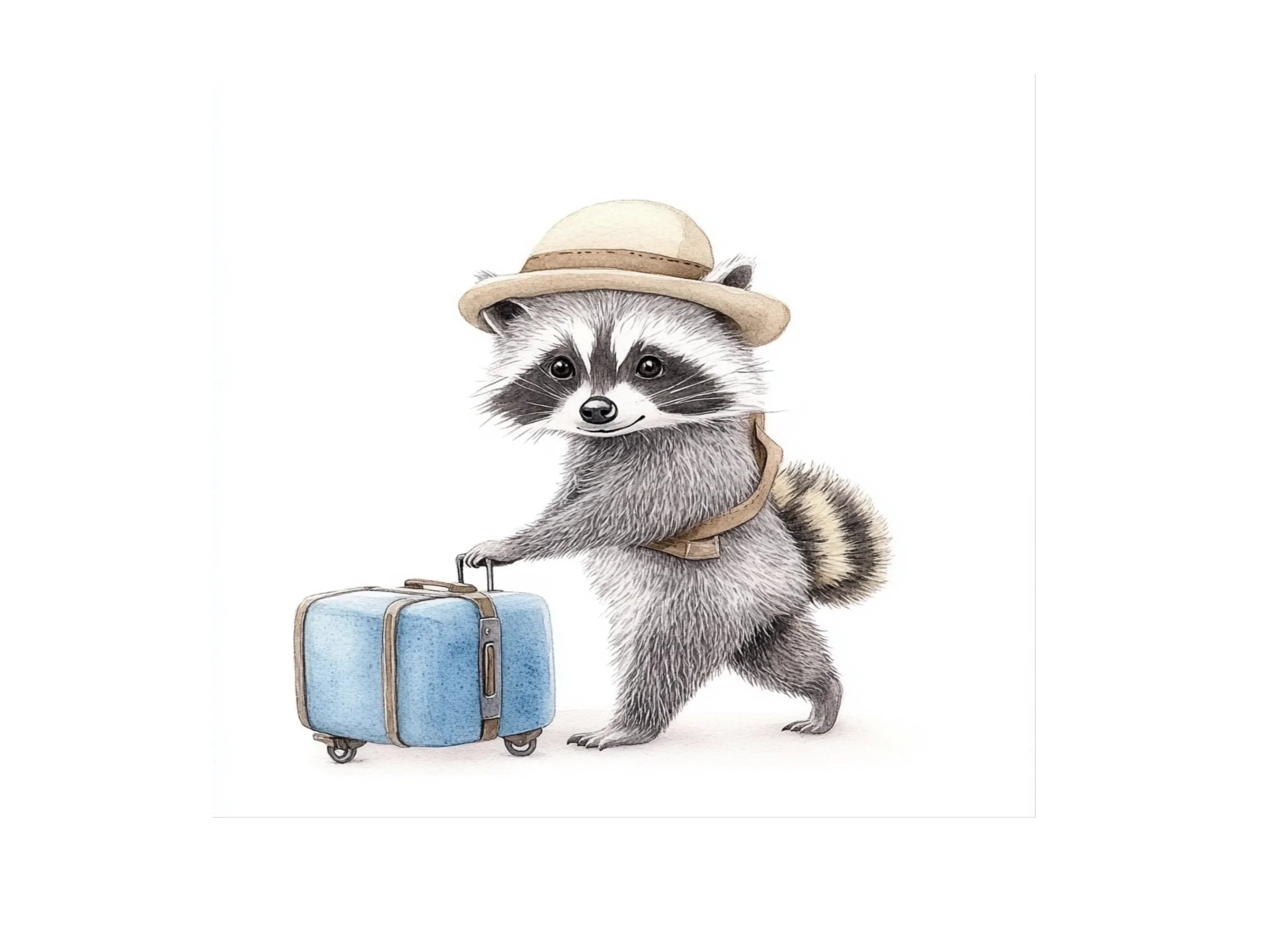 Traveling Raccoon with Luggage Clipart Bundle