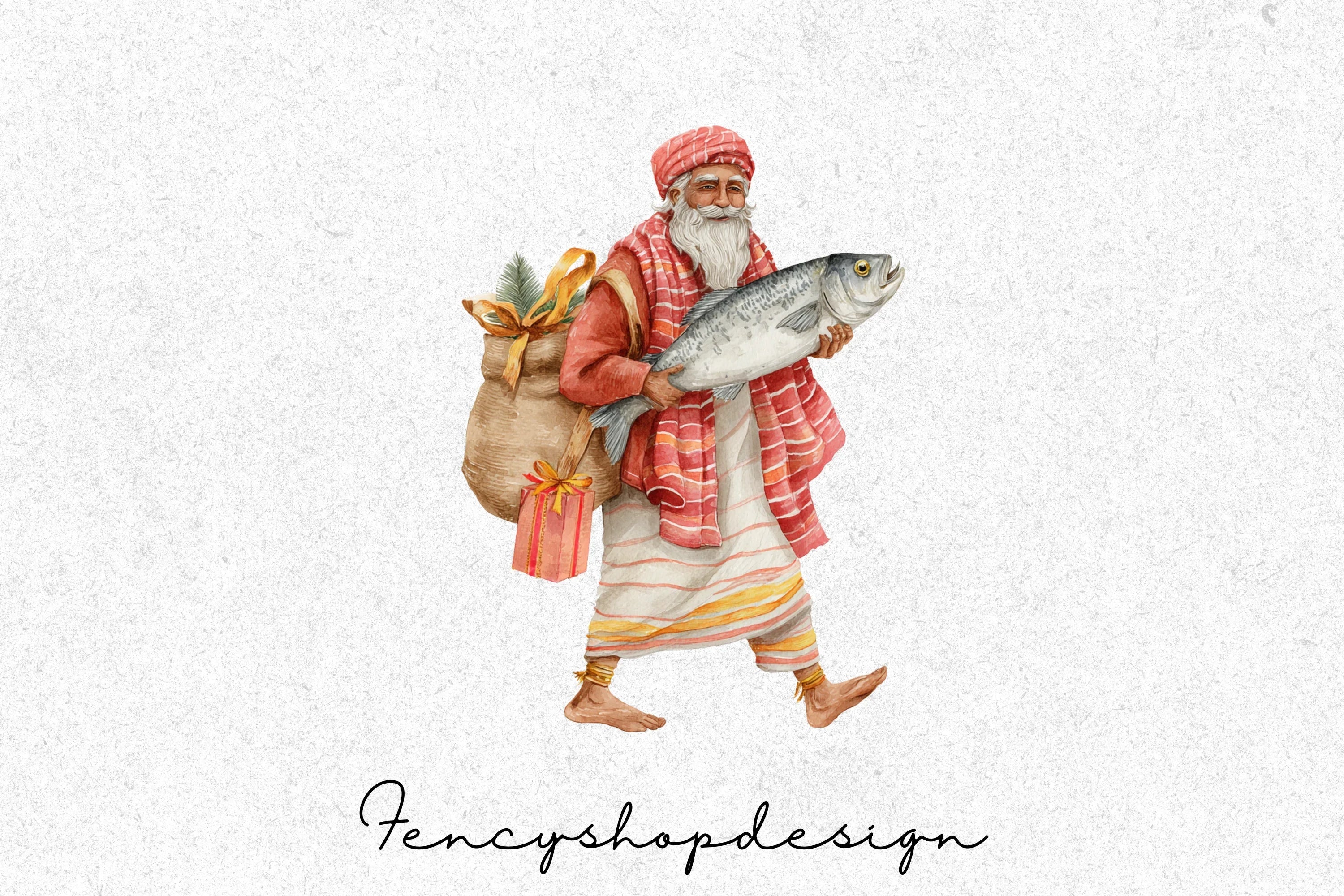 Tropical Santa Claus Clipart Bundle